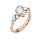 Three Stone Pear Lab Created Diamond Engagement Ring