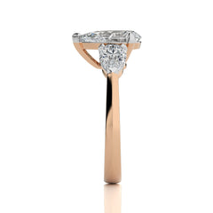 Three Stone Pear Lab Created Diamond Engagement Ring