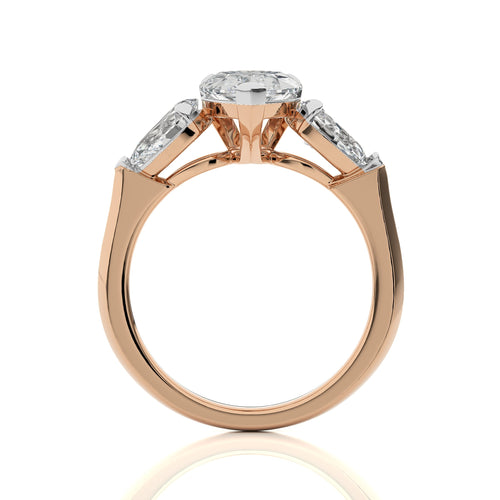 Three Stone Pear Lab Created Diamond Engagement Ring