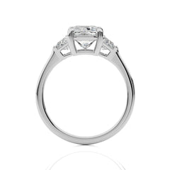 Three Stone Radiant and Trapezoid Lab Created Diamond Engagement Ring