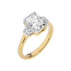 Three Stone Radiant and Trapezoid Lab Created Diamond Engagement Ring