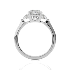 Three Stone Oval and Half Moon Lab Created Diamond Engagement Ring