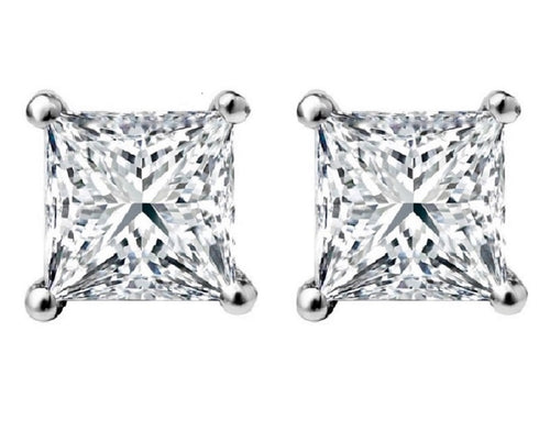 1/2 CT. Solitaire Princess Lab Created Diamond Stud Earrings