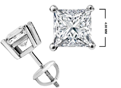 1/2 CT. Solitaire Princess Lab Created Diamond Stud Earrings