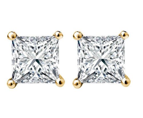 1/2 CT. Solitaire Princess Diamond Stud Earrings