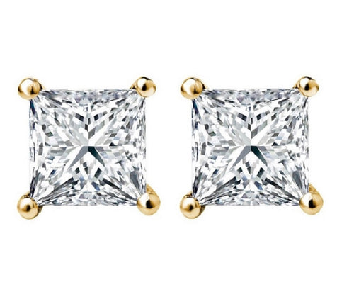 1/2 CT. Solitaire Princess Lab Created Diamond Stud Earrings