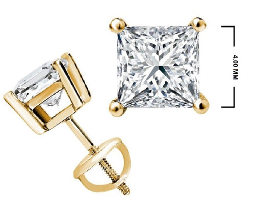 1/2 CT. Solitaire Princess Lab Created Diamond Stud Earrings