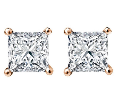1/2 CT. Solitaire Princess Lab Created Diamond Stud Earrings