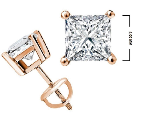 1/2 CT. Solitaire Princess Lab Created Diamond Stud Earrings