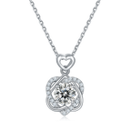 Double Heart Moissanite Pendant Necklace in Sterling Silver