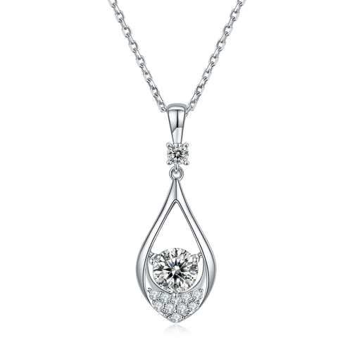 Teardrop Moissanite Pendant Necklace in sterling Silver