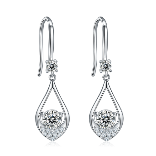 Teardrop Moissanite TearDrop  Earrings in Sterling Silver