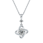 Twister Flower Moissanite Pendant /Necklace in Sterling Silver