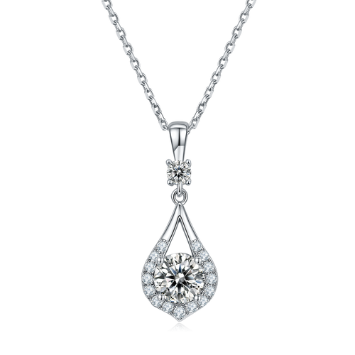 Stunning Pear shape drop Pendant Necklace in Sterling Silver