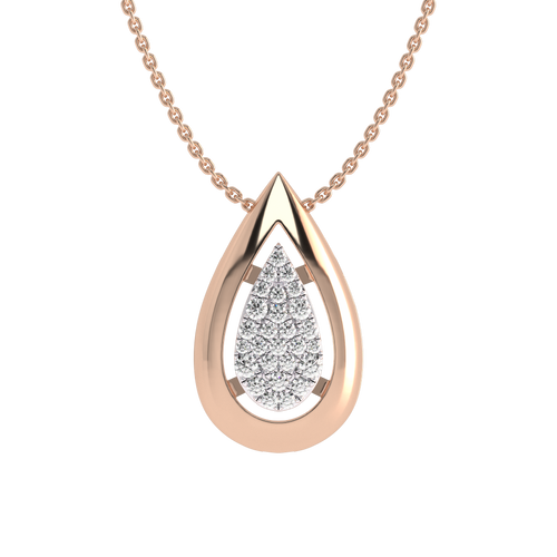 3/4 Ct. Lab Created Round Diamond Studded Designer Cluster Teardrop Pendant