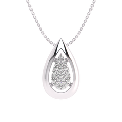 3/4 Ct. Lab Created Round Diamond Studded Designer Cluster Teardrop Pendant