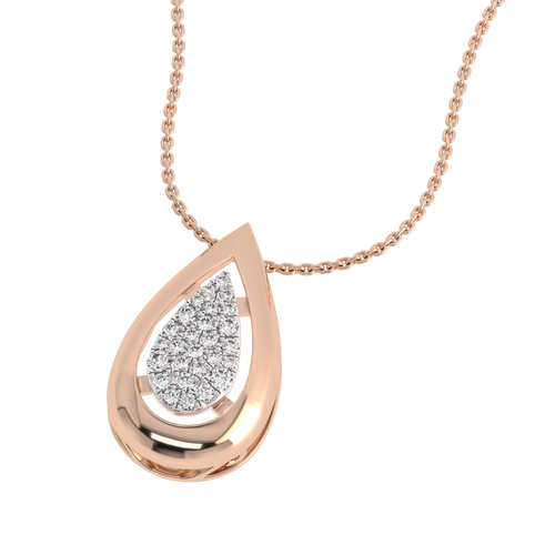 3/4 Ct. Lab Created Round Diamond Studded Designer Cluster Teardrop Pendant