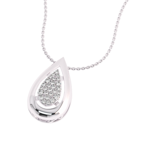 3/4 Ct. Lab Created Round Diamond Studded Designer Cluster Teardrop Pendant