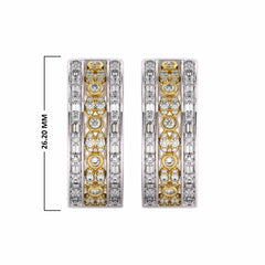 1 1/2 CT. Lab Created Round and Baguette Diamond Studded Designer Hoop Earrings