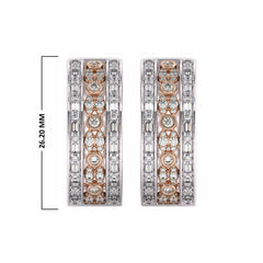 1 1/2 CT. Lab Created Round and Baguette Diamond Studded Designer Hoop Earrings