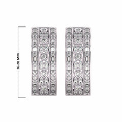 1 1/2 CT. Lab Created Round and Baguette Diamond Studded Designer Hoop Earrings