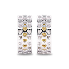 1 1/2 CT. Lab Created Round and Baguette Diamond Studded Designer Hoop Earrings