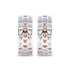 1 1/2 CT. Lab Created Round and Baguette Diamond Studded Designer Hoop Earrings