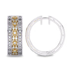1 1/2 CT. Natural Round and Baguette Diamond Studded Hoop Earrings