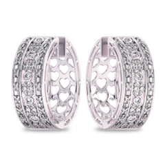 1 1/2 CT. Lab Created Round and Baguette Diamond Studded Designer Hoop Earrings