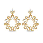 1 3/4 CT. Natural Round Diamond Studded Floral Design Earrings