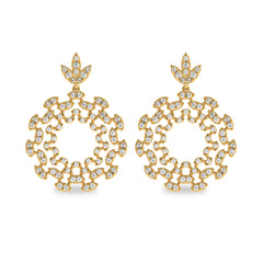1 3/4 CT. Lab Created Round Diamond Studded Floral Design Earrings