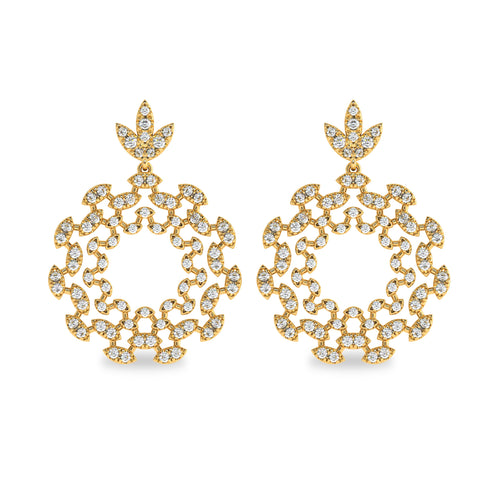 1 3/4 CT. Lab Created Round Diamond Studded Floral Design Earrings
