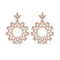1 3/4 CT. Lab Created Round Diamond Studded Floral Design Earrings