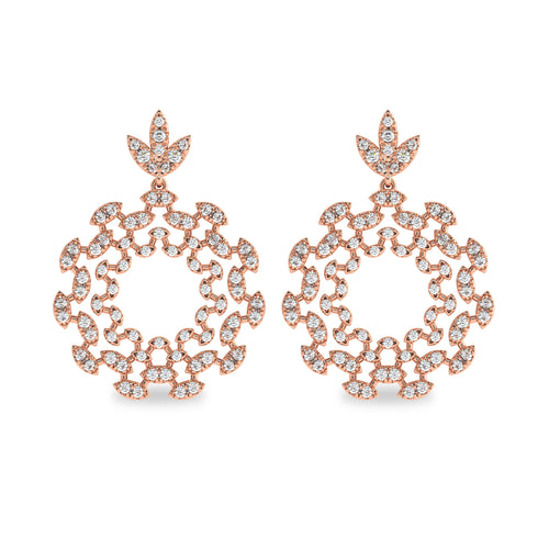 1 3/4 CT. Lab Created Round Diamond Studded Floral Design Earrings