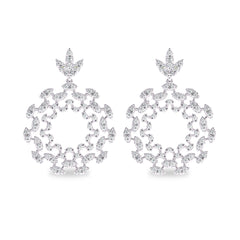 1 3/4 CT. Lab Created Round Diamond Studded Floral Design Earrings