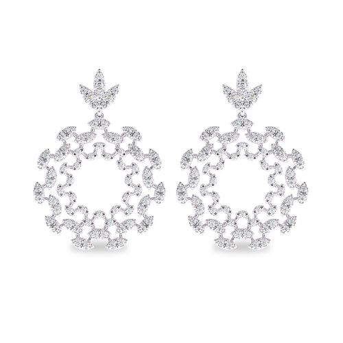 1 3/4 CT. Lab Created Round Diamond Studded Floral Design Earrings