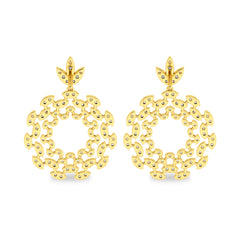 1 3/4 CT. Lab Created Round Diamond Studded Floral Design Earrings