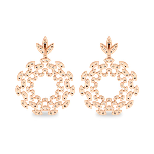 1 3/4 CT. Lab Created Round Diamond Studded Floral Design Earrings