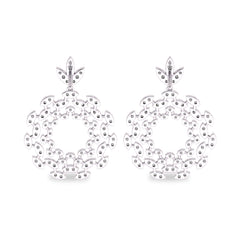 1 3/4 CT. Lab Created Round Diamond Studded Floral Design Earrings