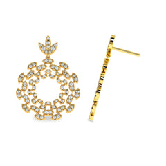 1 3/4 CT. Lab Created Round Diamond Studded Floral Design Earrings