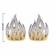 3/4 CT. Lab Created Round Diamond Studdded Fire Flame Designer Stud Earrings