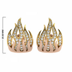 3/4 CT. Lab Created Round Diamond Studdded Fire Flame Designer Stud Earrings