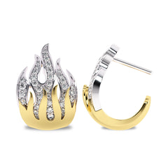 3/4 CT. Lab Created Round Diamond Studdded Fire Flame Designer Stud Earrings