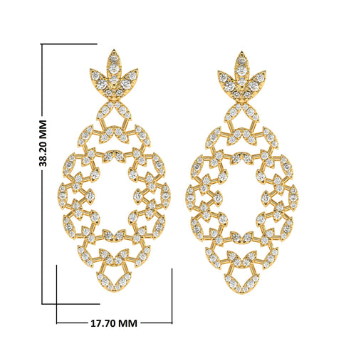 1 1/4 CT. Lab Created Round Diamond Studded Floral Design  Earrings