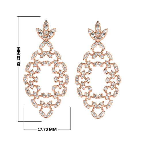 1 1/4 CT. Lab Created Round Diamond Studded Floral Design  Earrings