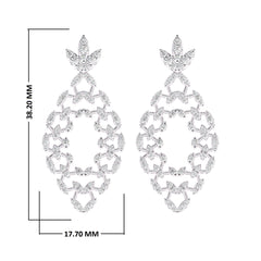 1 1/4 CT. Lab Created Round Diamond Studded Floral Design  Earrings