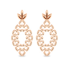 1 1/4 CT. Lab Created Round Diamond Studded Floral Design  Earrings