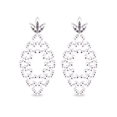1 1/4 CT. Lab Created Round Diamond Studded Floral Design  Earrings