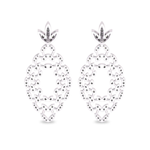1 1/4 CT. Lab Created Round Diamond Studded Floral Design  Earrings