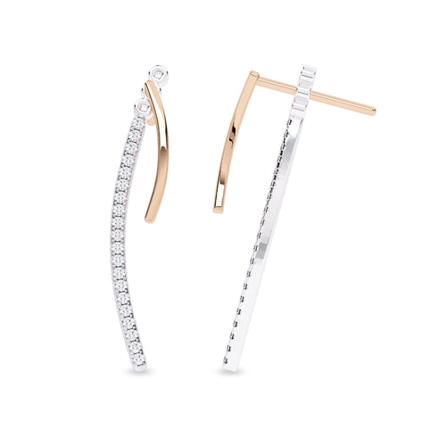 1/2 CT. Lab Created Round Diamond Studded Dangling Hoop Earrings